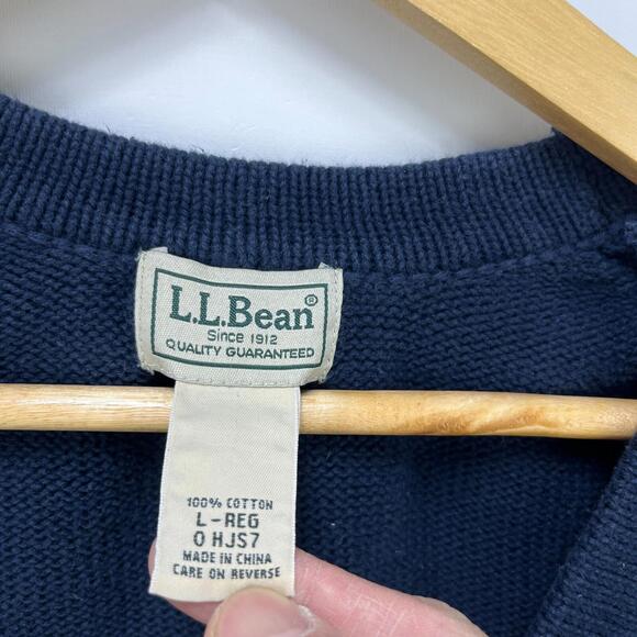 Vintage L.L. Bean Cardigan Knit Sweater Large Cotton - Picture 4 of 9